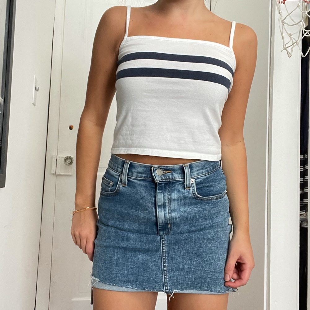 Brandy Melville white and navy tank. OS